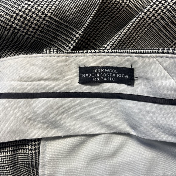 Domani Uomo Houndstooth Plaid 100% Wool Suit Set Black White Blazer Dress Pants - Picture 11 of 15